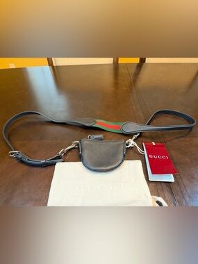 New Authentic Gucci Logo Nano Black Leather Crossbody Shoulder Bag